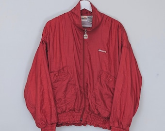 Ellesse Vintage Jacket - Red Nylon - Cropped Fit - Womens Size S