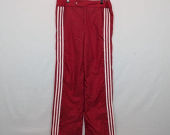 Vintage Adidas Track Pants - Mens Large - Red - 3 Stripe - Nylon - 80s