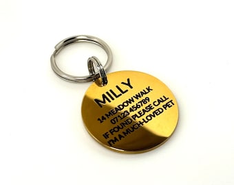 Stainless Steel Pet ID Tag – 30mm Custom Engraved Dog Tag, Double-Sided