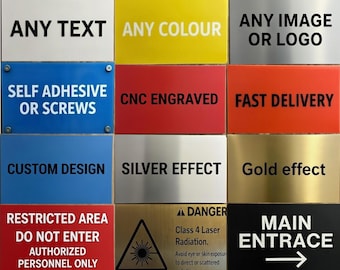 Custom Engraved Sign 200x100mm Any Colour Text Logo CNC Milled Plaque Personalised