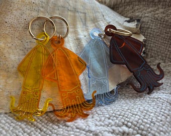 Acrylic Squid Keychain Accessory