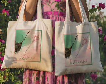 Personalized Watercolor Wicked Witches Tote Bag︳Glinda's Wand Elphaba's Broom︳Gift Basket Gift for Wicked Musical Fan Broadway Lover