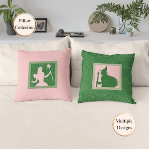 Collection d'oreillers inspirés Wicked For Good Glinda & Elphaba, décoration assortie, cadeau Wicked pour fan de musique amateur de cinéma de Broadway