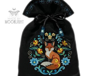 Toy Sack Handmade Drawstring Bag \u2013 Drawstring Backpack Fox On the Go Bag Fox Drawstring Bag Floral PURPLE
