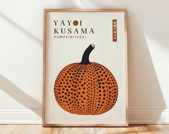 草間彌生のカボチャプリント：水玉模様の秋の装飾 - Etsy 日本