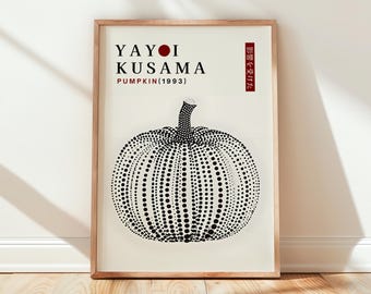 Yayoi Kusama Inspired Pumpkin Print, Minimalist Dot Art, Japanese Modern Wall Art, Abstract Polka Dot Poster, Contemporary Digital Download
