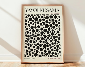 Yayoi Kusama Poster: Infinite Dots Minimalist Abstract Wall Art, Modern Black & White Poster Inspired