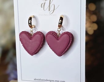 Macaron Heart Earrings | 18k Gold Plated, Polymer Clay