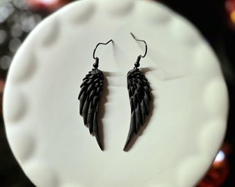 Handmade Polymer Clay Bat Wing Earrings, Gothic Halloween Jewelry