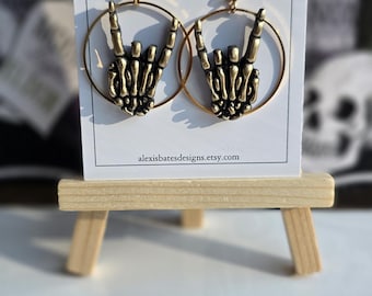 Skeleton Rock On Hand Earrings • Gothic Halloween Jewelry