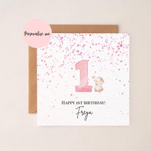 PERSONALISED birthday card, 1st or 2nd birthday, children’s personalised birthday cards, girls first or second birthday envelope included