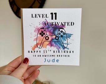 PERSONALISED birthday card, ANY AGE, gamer theme, childrens birthday cards, son, nephew, brother, 7th 8th 9th 10th 11th 12th 13th birthdays