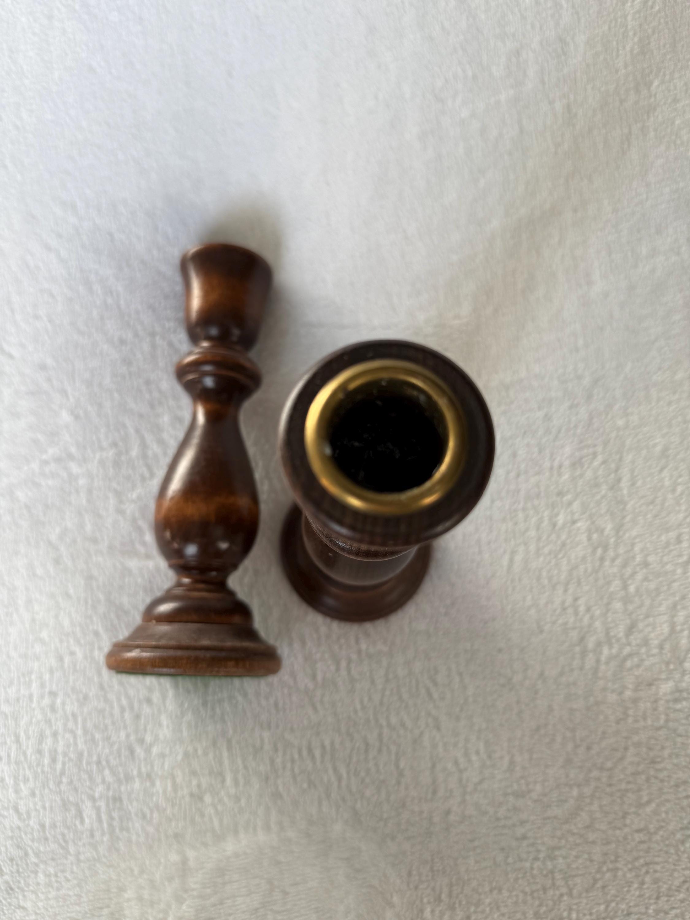 Vintage Wood Candlestick Holders Pair - Etsy