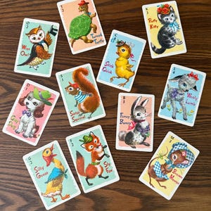Vintage WHITMAN Animal Playing Cards, circa 1950, lot of 11