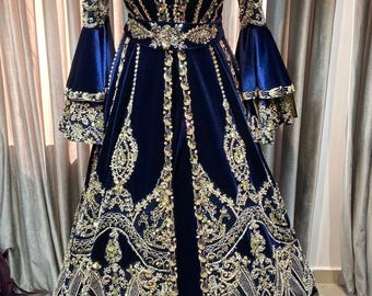 sachin and babi light blue dress Vintage Blue Turkish Wedding Dress Ottoman Caftan Costume SML Embroidered  Medieval Dress Elven Gown,queen's Dress Historical Medieval Dress