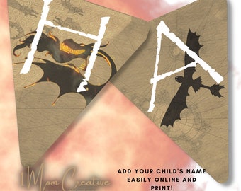 How To Train Your Dragon Party Banner Happy Birthday Banner, Editable Online