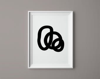 Minimalist Black Line Art Print: Scandi Boho Wall Decor (Digital Download)
