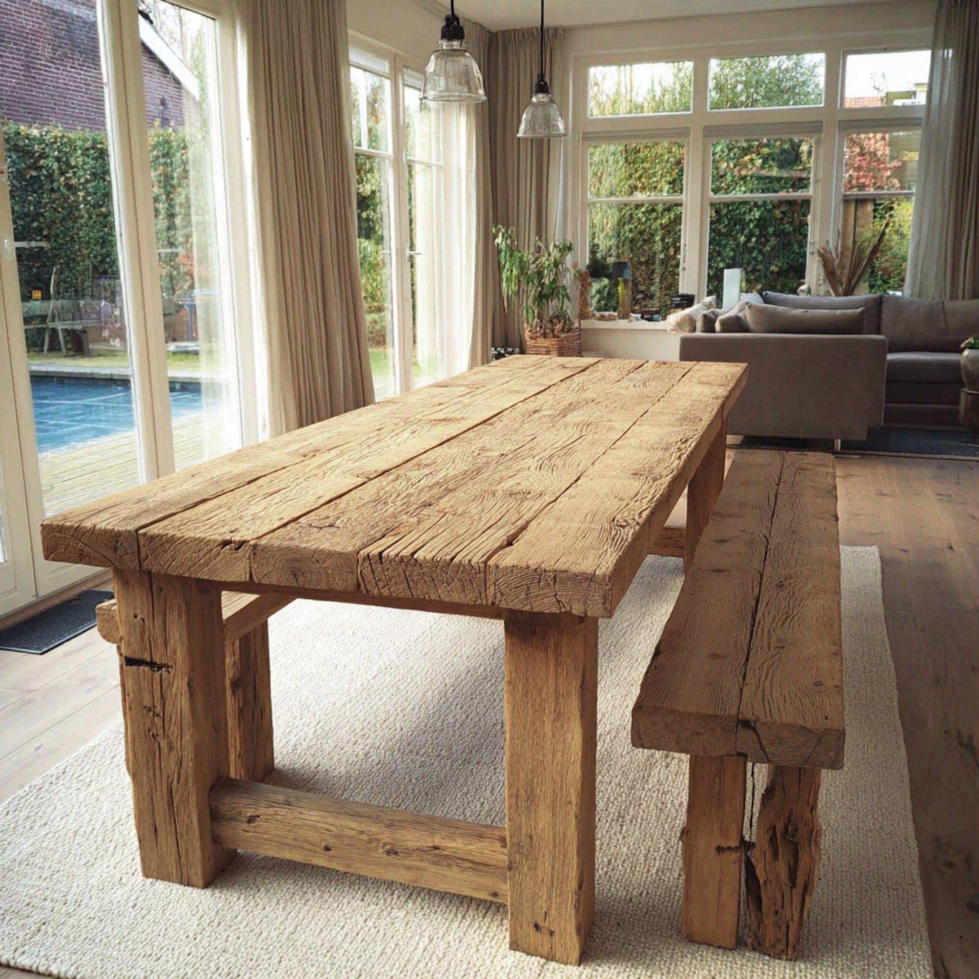 Solid Wooden Rustic Dining Table – Handmade Live Edge Walnut Table ...