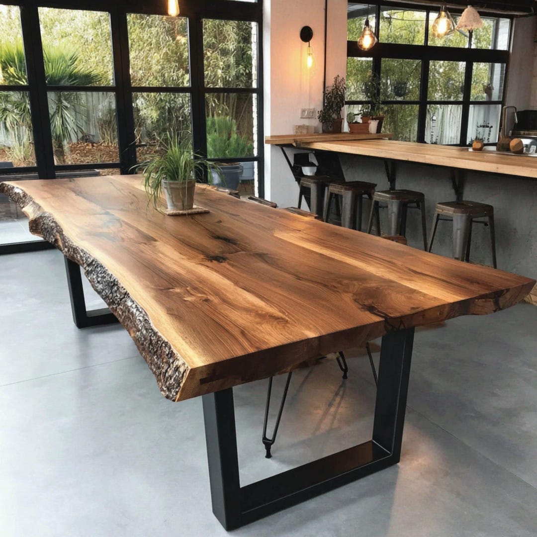 Handmade Live Edge Walnut Dining Table: Rustic Modern Farmhouse - Etsy