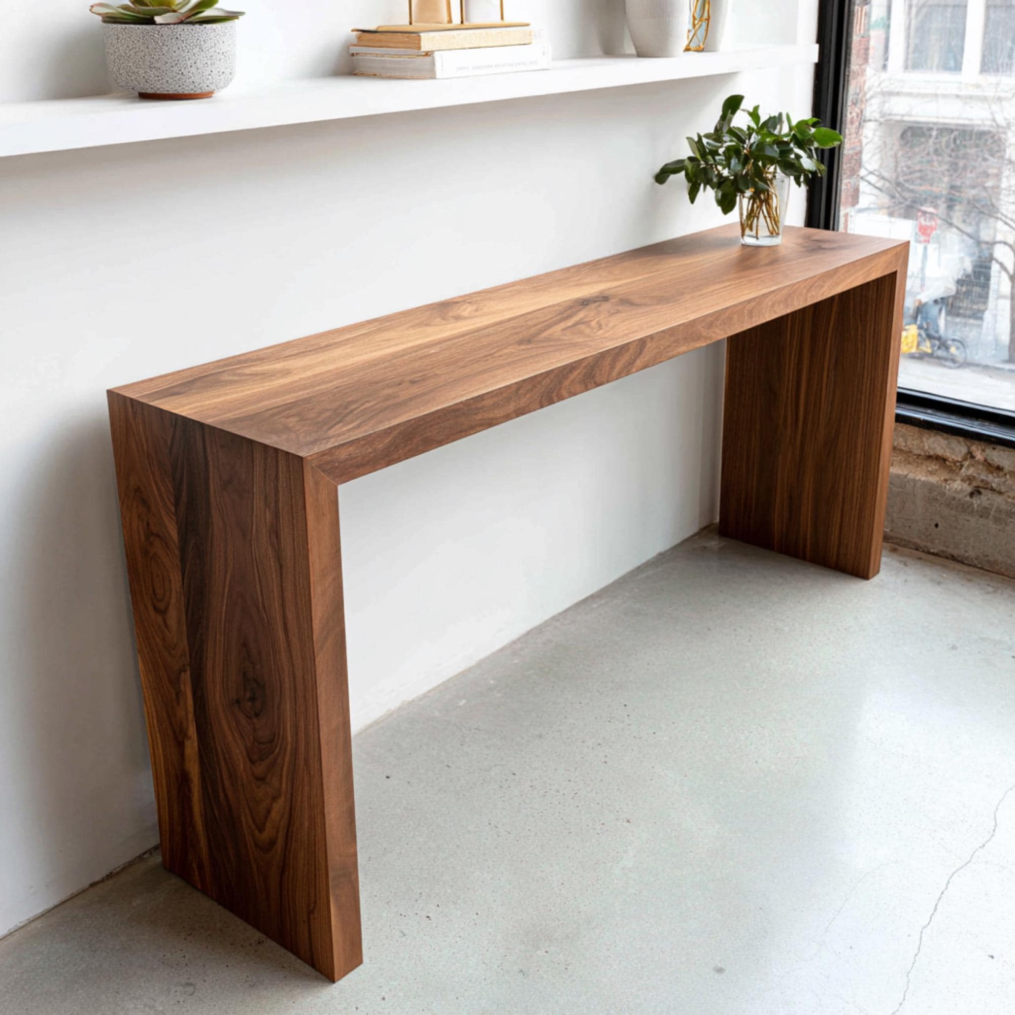 Console Bench Handmade Walnut Console Table – Solid Wood Entryway Furniture - Etsy