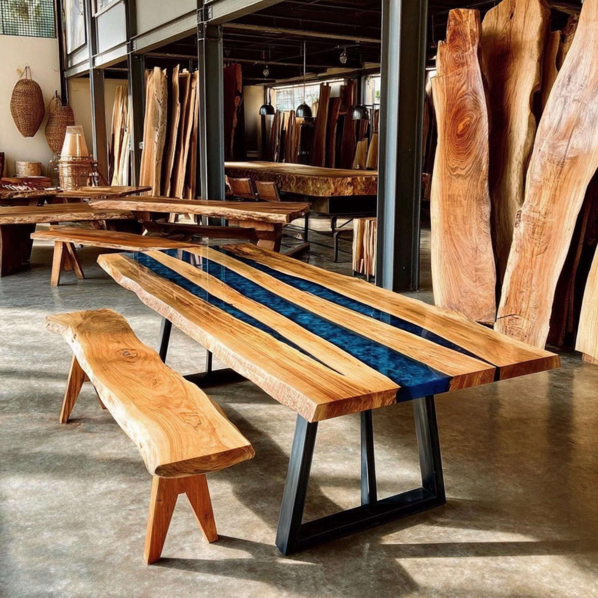 Handmade Live Edge Walnut Epoxy Dining Table, Custom Solid Wood - Etsy