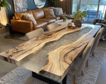 Handmade Live Edge Walnut Dining Table – Rustic Farmhouse Kitchen Furniture