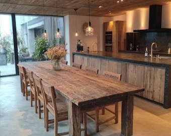 Handmade Live Edge Walnut Dining Table, Rustic Farmhouse Style