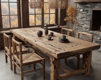 Handmade Live Edge Walnut Dining Table – Rustic Farmhouse Style