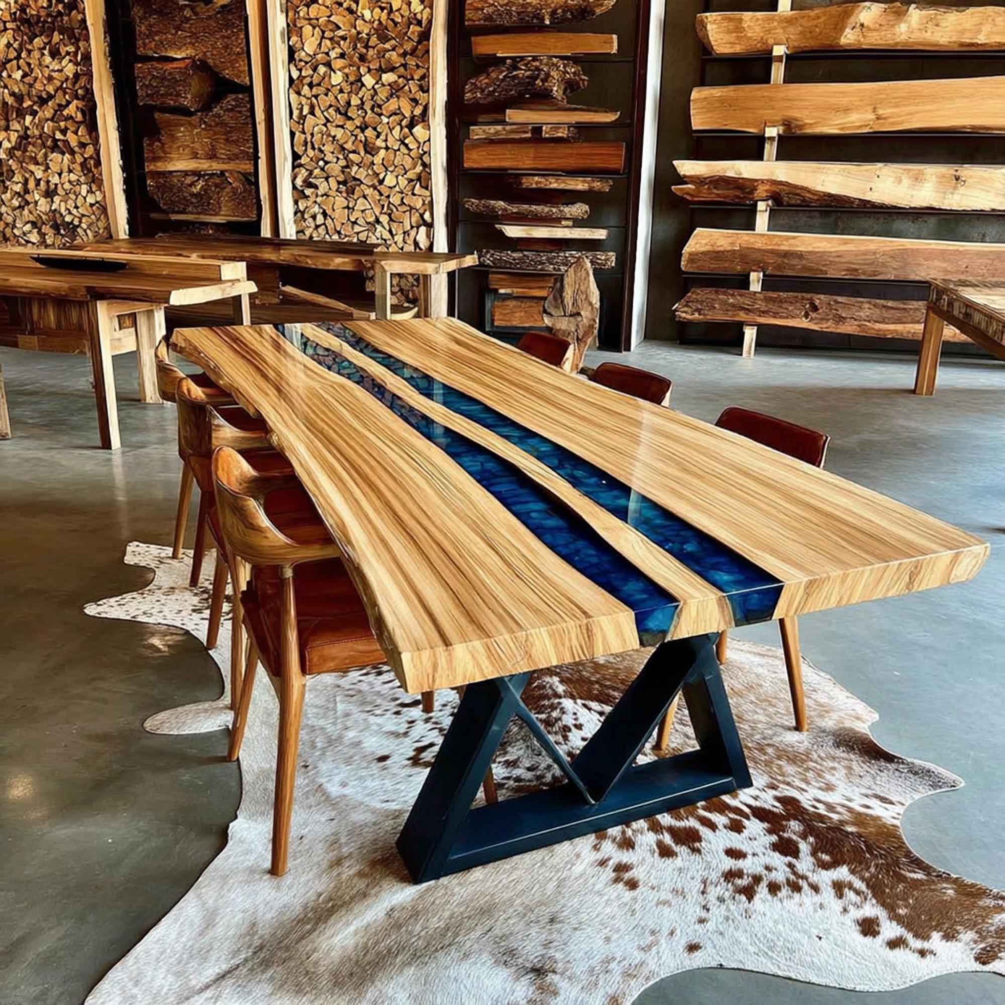 Handmade Live Edge Walnut Epoxy Dining Table, Custom Solid Wood - Etsy
