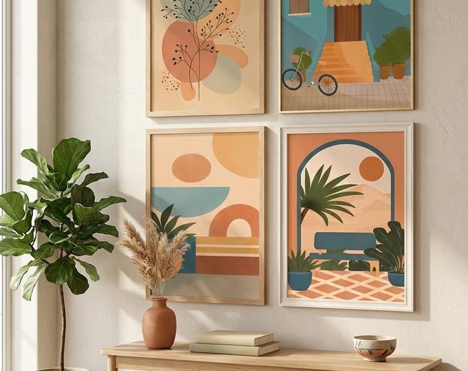 Featured listing image: Sienna & Sage Botanical Gallery Wall Art, Mid Century Desert Landscape Prints