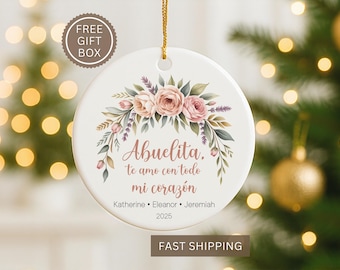 Abuelita Gift | Te Amo Con Todo Mi Corazón | Spanish Grandma Floral Design | Personalized Grandmother Gift from Grandkids
