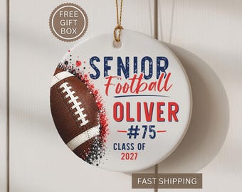 Personalized Senior Football Ornament 2027, Senior Night Football Gift, Class of 2027 Graduation Ornament, Custom Football Player Keepsake