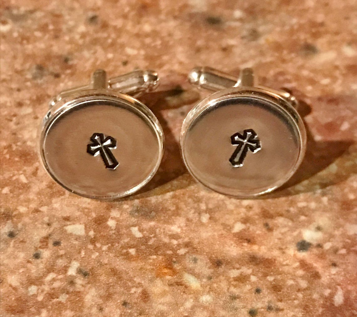 Cufflinks Religious Cufflinks Handstamped cross cufflinks Etsy