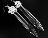 Bridal earrings, Wedding jewelry, Statement piece dagger earrings, Swarovski wrapped chandelier earrings