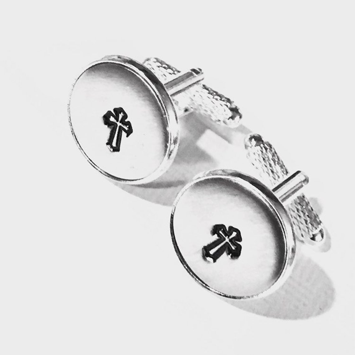 Cufflinks Religious Cufflinks Handstamped cross cufflinks Etsy