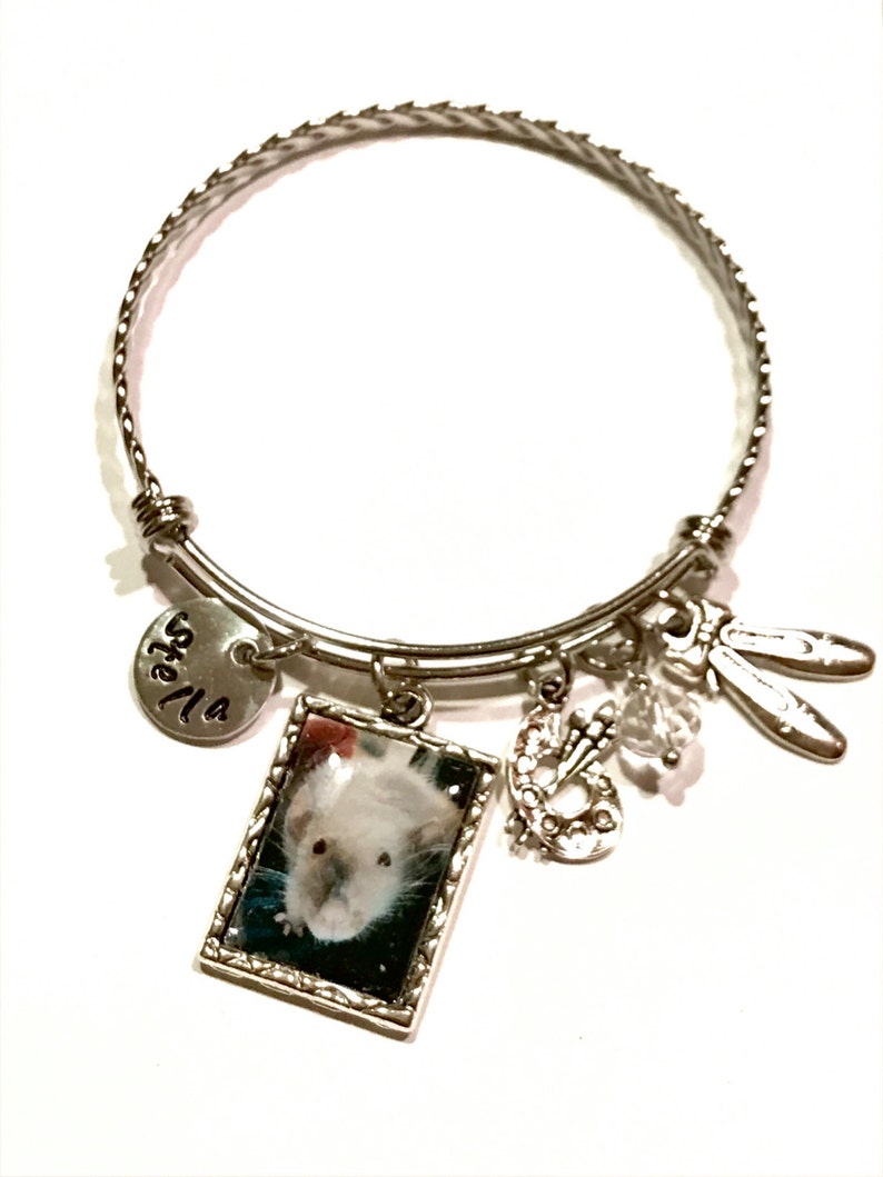 Handstamped Bangle Bracelet Aluminum Disc Bangle Birthstone Bracelet Pet Lover Bracelet Memorial Bracelet Animal Lover Special Order