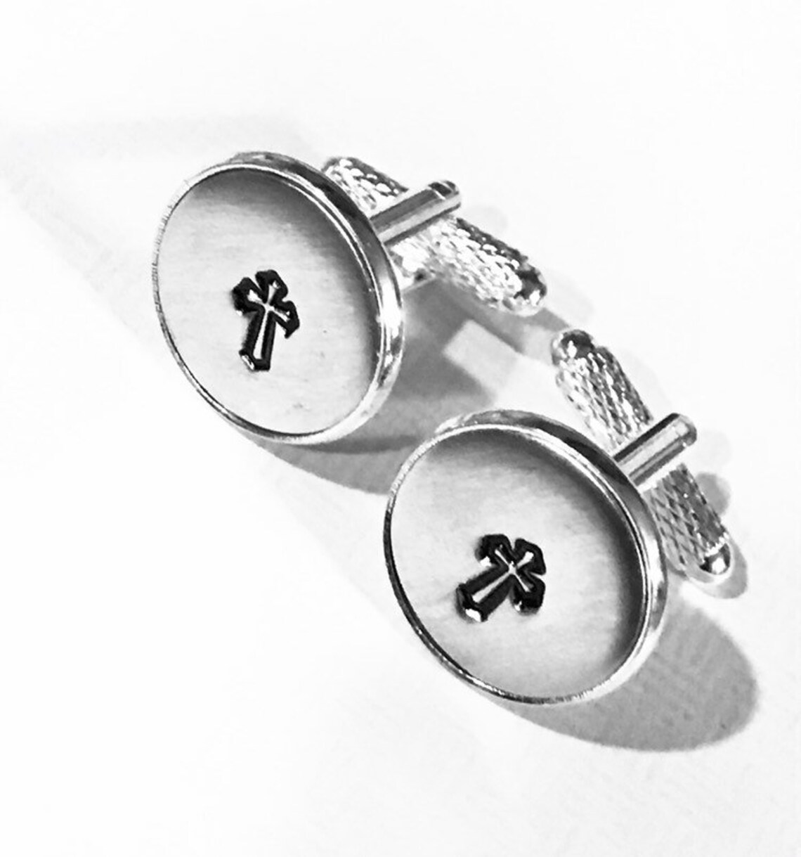 Cufflinks Religious Cufflinks Handstamped cross cufflinks Etsy