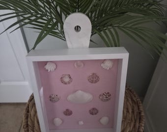 Pink Seashell Shadow Box | Coastal Wall Decor | Beach House Art