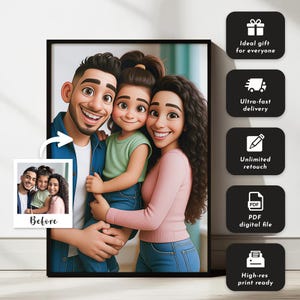 Custom PORTRAIT PERSONALIZED from PHOTO – Digital Illustration in 3D Cartoon Style – Unique and Original Gift