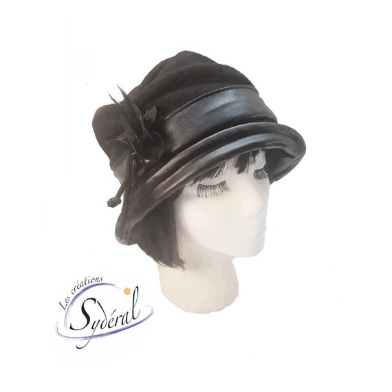 Black Cloche Hat, Woman Winter Cloche Hat, Automn Hat, Black 