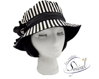 summer ladies hat, black and white summer hat, beach hat, women summer hat, travel hat,