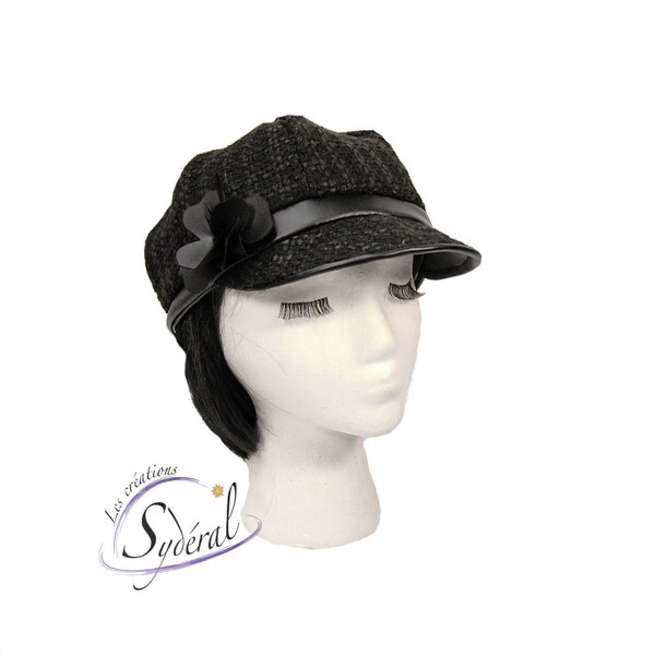 Ladies cap, cap,black  cap, ladies autumn cap, autumn hat, autumn woman hat, black  hat, gavroche hat, ladie gavroche, black gavroche