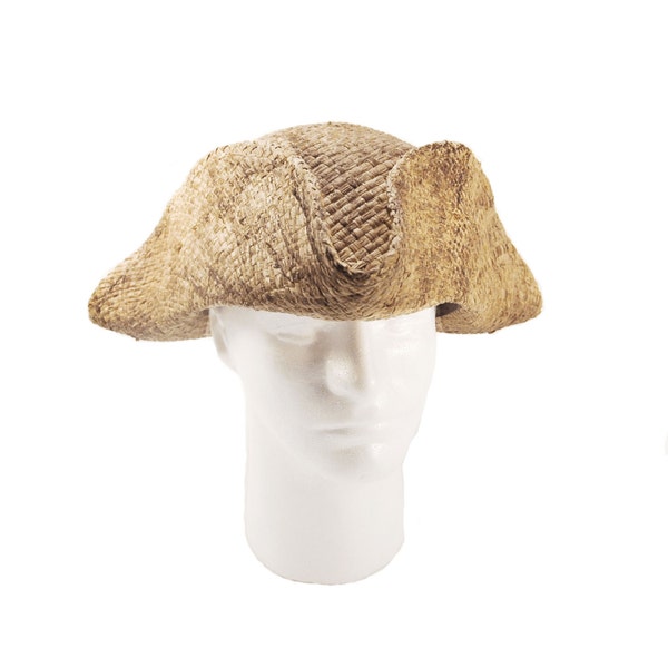 Tricorne paille naturelle, tricorne, chapeau pirate, chapeau paysan, tricorne pirate, chapeau gn, chapeau costume, GN, chapeau historique