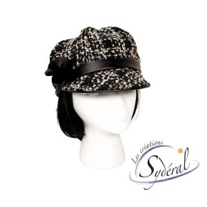 Ladies fall cap, wool cap, grey wool cap, ladies autumn cap, autumn hat, autumn woman hat, grey, black  and white hat