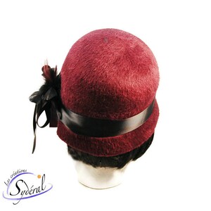 Chapeau Cloche En Feutre De Laine Bordeaux (lit De Vin) - Taille Unique, Touche Velours, Qualité Modiste