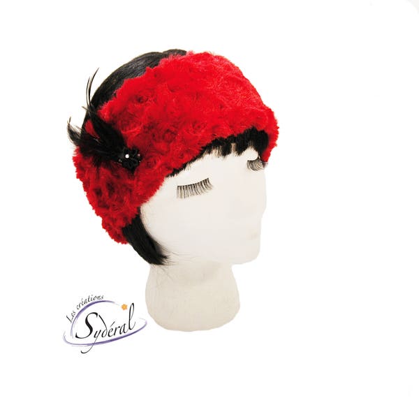 False fur red headband,winter headband, lady headband fur headband, winter red headband, soft headband, warm headband,women headband,red fur