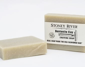 Shaving soap BENTONITE CLAY  Natural Soap, Handmade Soap,  Cold Process Soap, Oily Skin Soap, Vegan Soap