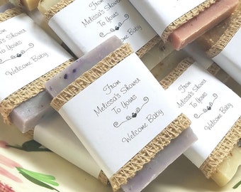 30 Thank You, Soap Favors, Baby Shower Favors, Bridal and Wedding Party,  Personalized Labels, Rustic ,Mini Soaps