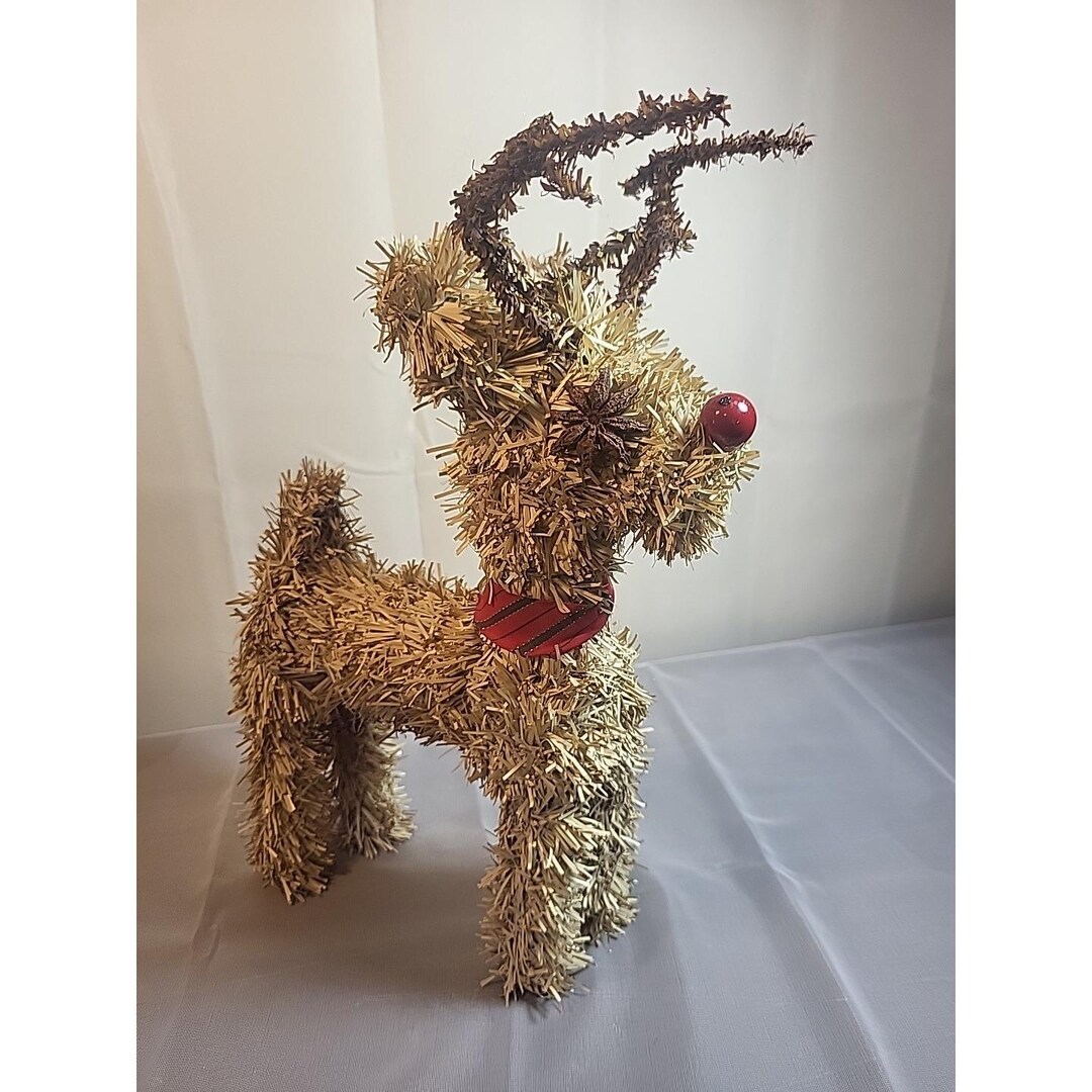 Vintage Straw Rudolph the Red-nosed Reindeer Figure - Etsy