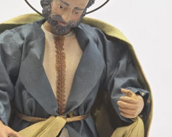 VTG Midwest Importers St Joseph Nativity Figure 9" Fabric Mache Taiwan Christmas